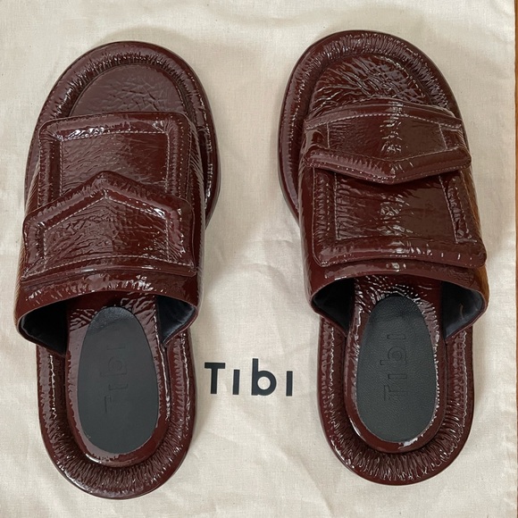 Tibi Beryen Naplack Sandal, Chocolate size 35 - Picture 7 of 8